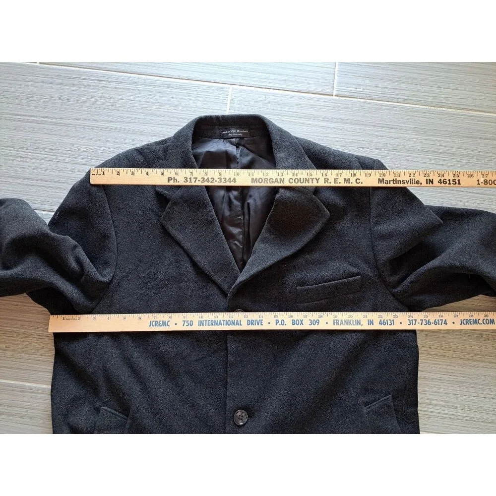 Ralph Lauren Chaps Charcoal Gray Wool Cashmere Overcoat Lined Button Men's 44S - Picture 7 of 14